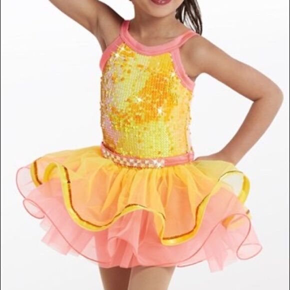 WEISSMAN Dance Costume tutu yellow WALKING ON SUNSHINE 11795 XLC child/adult - Picture 1 of 6